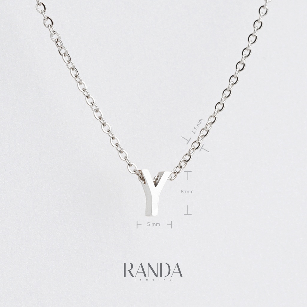 Randa สร้อยคอตัวอักษร สีเงิน ตัวพิมพ์ใหญ่ N-Z สแตนเลส เลือกความยาว DIY มินิมอล ไม่ลอกไม่ดำ ลงทะเล โดนน้ำหอมได้