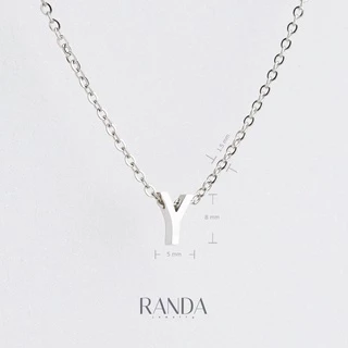 Randa สร้อยคอตัวอักษร สีเงิน ตัวพิมพ์ใหญ่ N-Z สแตนเลส เลือกความยาว DIY มินิมอล ไม่ลอกไม่ดำ ลงทะเล โดนน้ำหอมได้