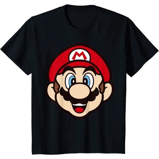 แขนสั้นcrew neckเสื้อยืดคอกลม แขนสั้น ผ้าฝ้าย พิมพ์ลาย Super Mario Big Face Mario แฟชั่นฤดูร้อน สําหรับผู้ชายS-XXXXL