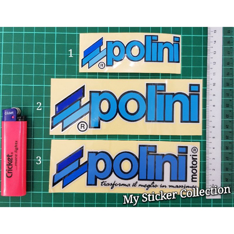Polini (มี 3 ขนาด) สติกเกอร์ตัด ทับซ้อนกัน สะท้อนแสง polini motori