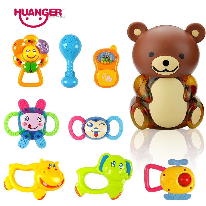 ขายส่งของเล่น (พร้อมส่ง) fujitoys.shop 777-38 ของเล่นเด็กเขย่ามือยางกัดเด็ก 8 ชิ้น กระปุกหมี ปลีกชิ้