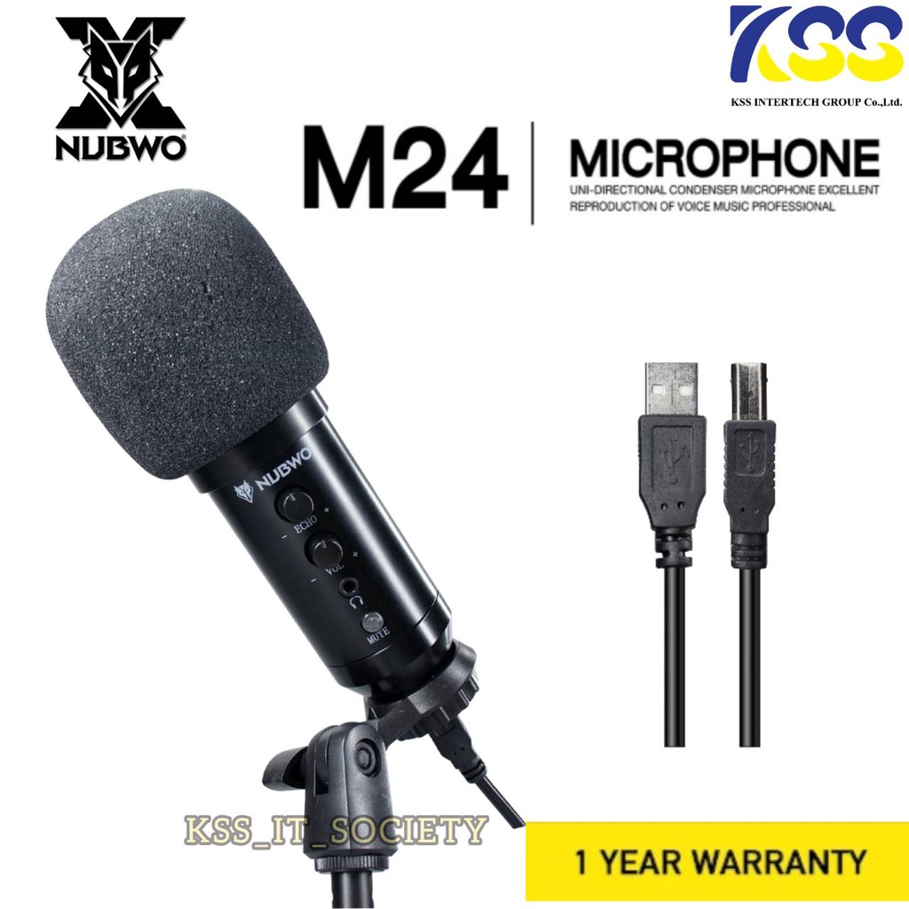 ส่งชัวร์ไมโครโฟน Nubwo M24 Condenser Microphone USB พร้อมขาตั้ง