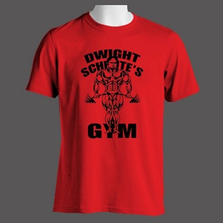 เสื้อยืดโอเวอร์ไซส์เสื้อยืดลําลอง แขนสั้น พิมพ์ลายการ์ตูนอนิเมะ Dwight SchruteS Gym For Muscle The Office สีแดง สําหรับ