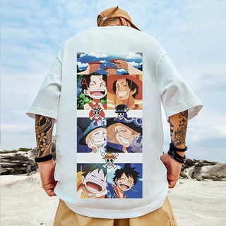 ฤดูร้อนสไตล์ญี่ปุ่น [One Piece Luffy Series] รูปแบบชิ้นเดียวเสื้อยืดแขนสั้น Unisex บุคลิกภาพอะน z&gt;U