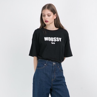 🔥Hot🔥 เสื้อยืดแขนสั้น สไตล์เกาหลี สกรีนลาย MOUSSY ผ้าคอตตอนเนื้อนิ่มอย่างดีไม่บาง