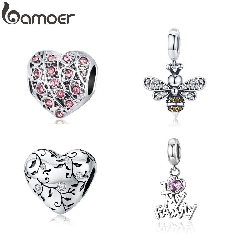 Bamoer Charm รูปหัวใจสําหรับ DIY สร้อยข้อมือสร้อยคอของขวัญสําหรับผู้หญิง AIC007