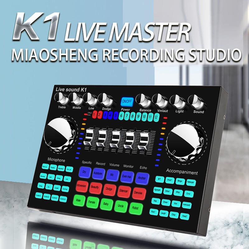 K1 Live Sound Card ชุดอุปกรณ์เสริมสําหรับคอมพิวเตอร์โทรศัพท์มือถือ
