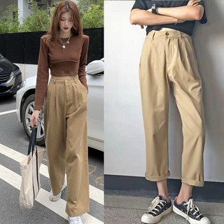 🔥NEW HOT💜กางเกงเอวสูง ผ้าฮานาโกะ กางเกงขายาว กางเกงผ้าฮานาโกะ กางเกงใส่ทำงาน กางเกงขายาว กางเกงผู้หญิง ขากระบอก