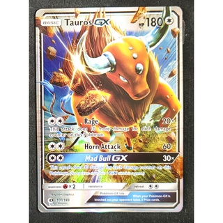 Tauros GX 100/149 เคนเทารอส Pokemon Card (เคลือบพลาสติก) ภาษาอังกฤษ