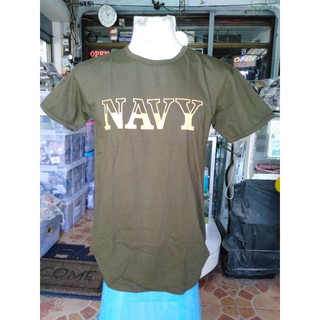 เสื้อยืดเขียว​ทหารแขนสั้นส​กรีน​NAVY​ขาวออริจินัลอย่างดี​ ORIGINALไชร์​M