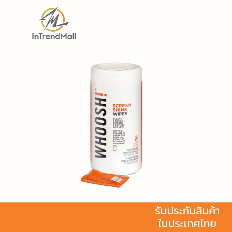 Whoosh Screen Shine Wipes  ผ้าทำความสะอาดหน้าจอ (70 แผ่น)