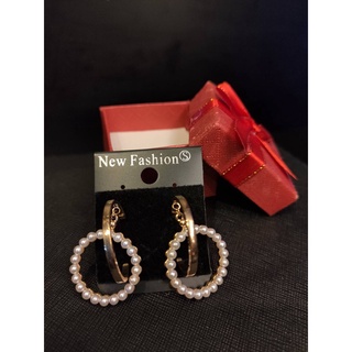 🎄ลด 70.-ใส่โค้ด INC1SM1 🎄 ต่างหูแฟชั่นสีทอง รูปห่วงคู่