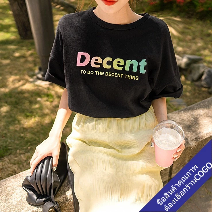 COGO เสื้อยืดแขนสั้นลำลองหญิงน่ารัก oversize เสื้อผ้าแฟชั่นสาวอวบ  เสื้อยืดโอเวอร์ไซส์ผู้หญิง แขนสั้นเกาหลี ไซส์ใหญ่ thumbnail 10