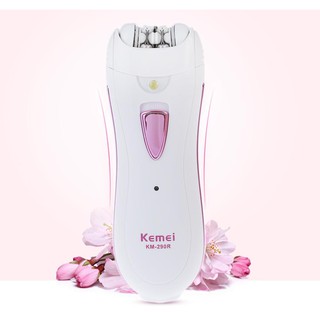 Kemei เครื่องกำจัดขนขนาดพกพา รุ่น KM-290R สีขาว-ชมพู