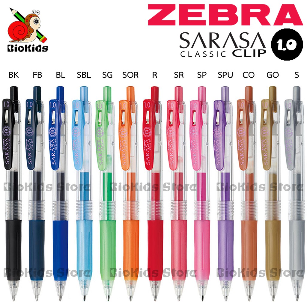 Zebra sarasa clip 1.0 mm. 13 colours