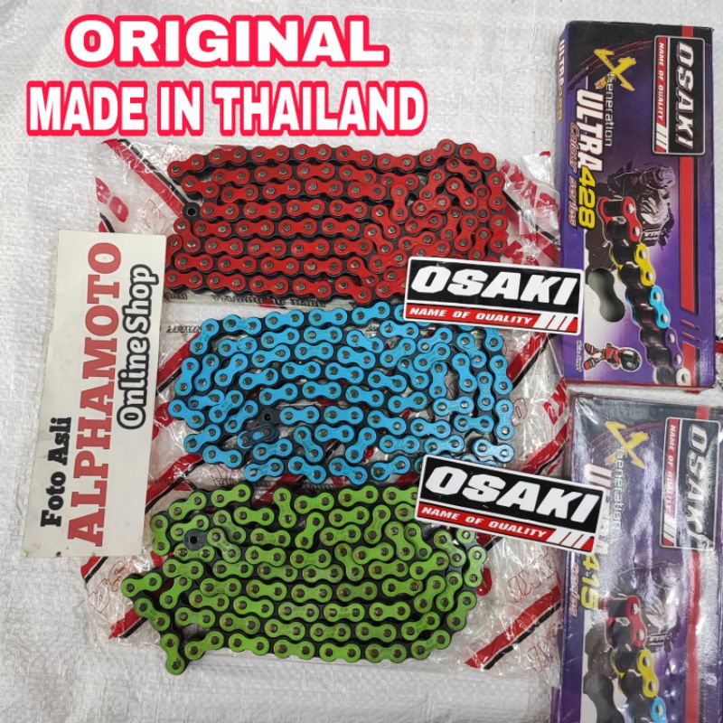 OSAKI MOTORCYCLE CHAIN 415 126L 428 128 ORIGINAL THAILAND THIN THICK