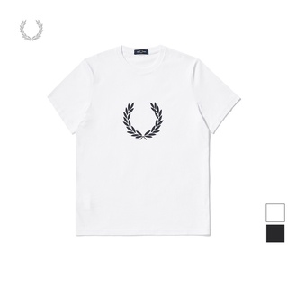 Fredperry ใหม่ เสื้อยืดลําลอง ผ้าฝ้าย แขนสั้น คอกลม พิมพ์ลายหูข้าวสาลี สําหรับผู้ชาย M1977