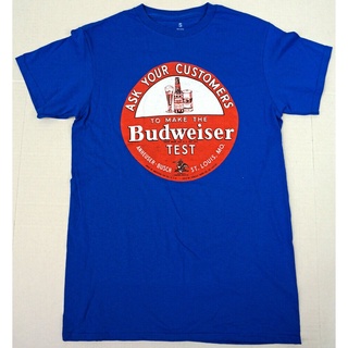 เสื้อครอปสายฝอ - เสื้อยืด Budweiser Anheuser Busch เบียร์ Cerveza Tee ผู้ชายขนาดเล็กใหม่