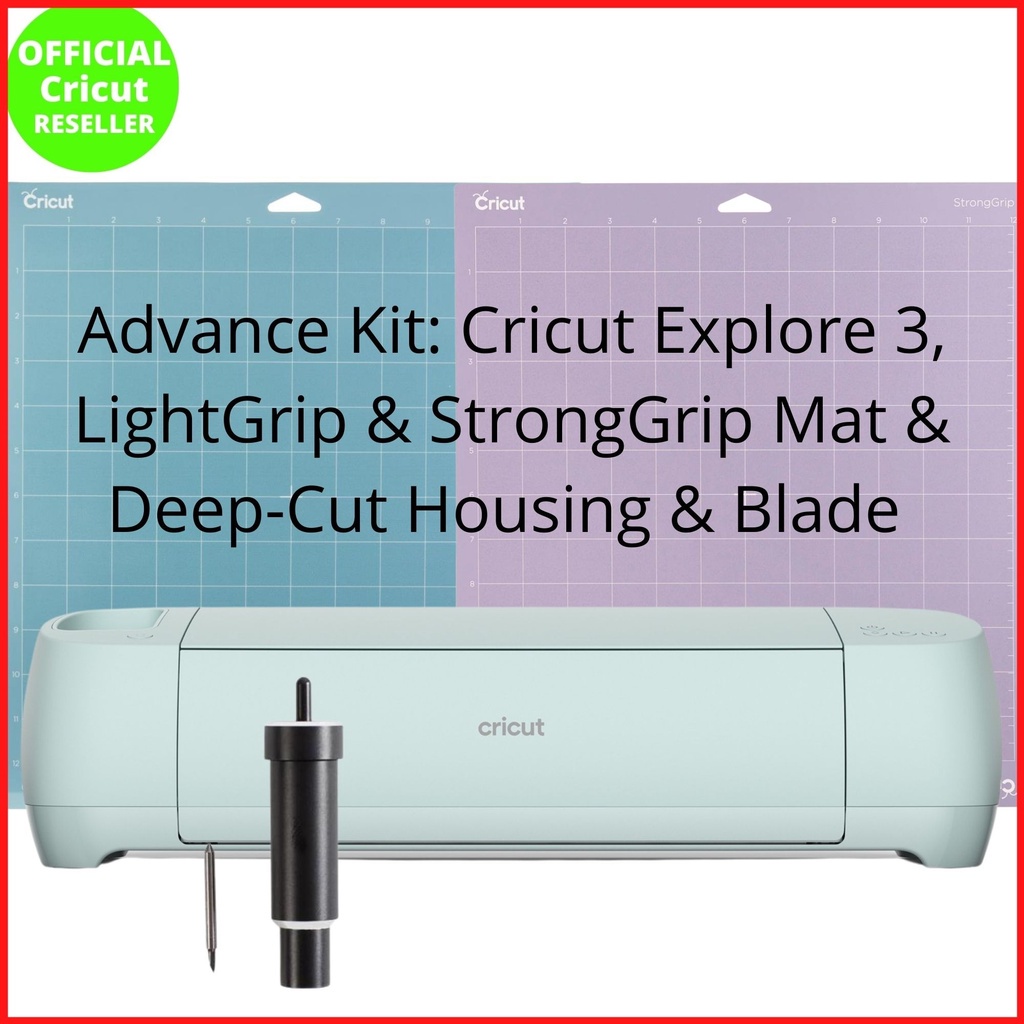 Cricut Explore 3 Advance Kit (เครื่อง Explore 3, LightGrip & StrongGrip Mat & Deep-Cut Housing & Bla
