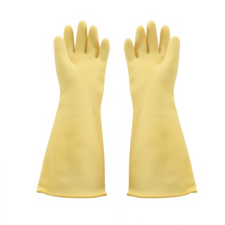 (แพค 6 คู่) STRONG MAN ถุงมือยาง ยาว 16 นิ้ว ไซส์ L สีเนื้อ Latex Rubber Glove