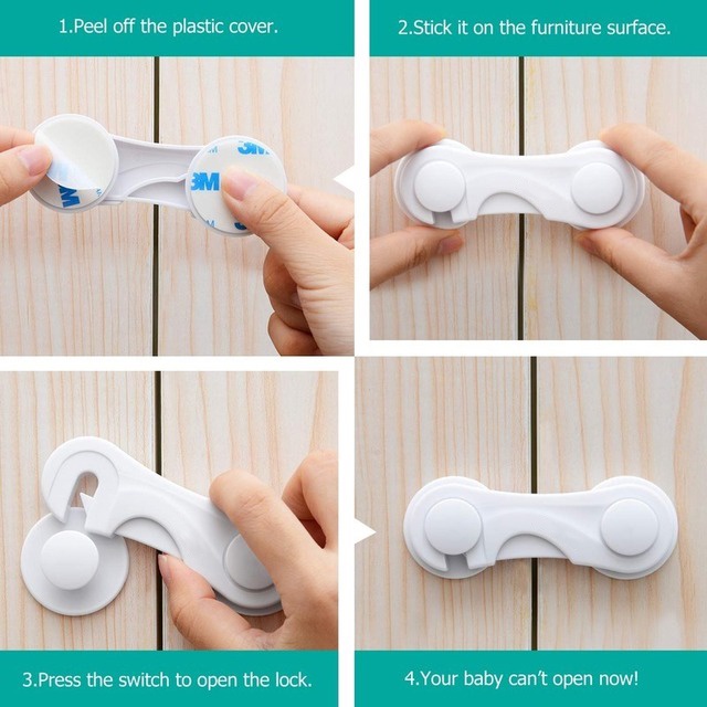 จัดส่งที่รวดเร็วล็อคความปลอดภัยของเด็กล็อคลิ้นชักล็อคประตูตู้ไม่มีปีนเขาปรับป้องกันเด็กล็อคสําหรับเด็ก - รูปที่ 4