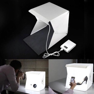 24cm กล่องถ่ายภาพสินค้า : Light room box ขนาด 22.6x23x 24cm-ฉากหลังสีขาว+ดำ (LED Kit+Micro USB)