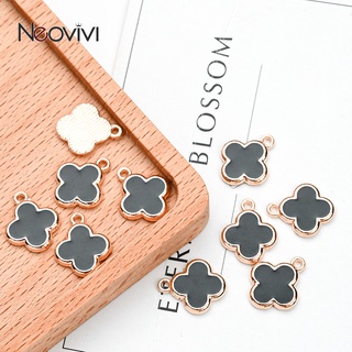 10pcs โลหะผสมเคลือบ Charms สีขาวและสีดำ Clover จี้สำหรับเครื่องประดับทำ DIY สร้อยคอสร้อยข้อมือหัตถกรรมเครื่องประดับแฟชั่น