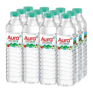 น้ำแร่ธรรมชาติ 500 มล. (แพ็ค 12 ขวด) Aura Natural mineral water 500ml (pack of 12 bottles) Aura