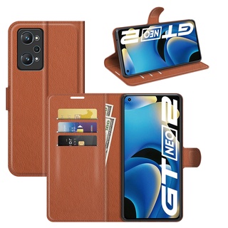 เคสหนังลิ้นจี่สำหรับ OPPO Realme GT Neo 2 5G Master Explorer ฝาปิดกระเป๋าสตางค์แม่เหล็กแบบปิดพลิกได้