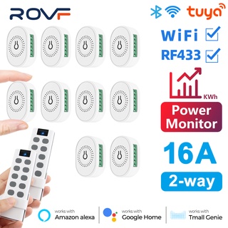 ROVF Tuya Wifi + RF433 สวิตช์อัจฉริยะ มินิสวิตช์ผนังโมดูลควบคุมไฟฟ้าระยะไกล Support voice control