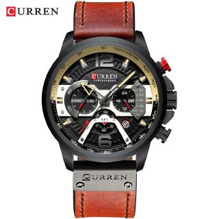 CURREN Mens Watches Top Brand Luxury Leather Sports Watch Men Fashion Chronograph Quartz Man Clock Waterproof Masculino