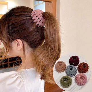 Korean Flocking Bird Nest Hair Clip High Ponytail Hair Tie