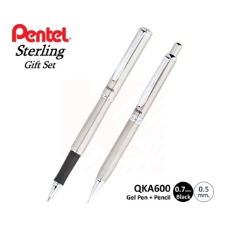 ชุดปากกาเจล+ดินสอ Pentel QKA600 ด้ามสีเงิน