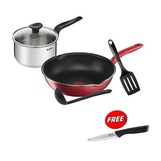 ชุดเครื่องครัว  TEFAL EXCLUSIVE HP IH 6 ชิ้น/ชุด หม้อพร้อมฝา/กระทะก้นลึก28ซม./ตะหลิว, กระบวย และมีดพร้อมปลอก 12 ซม.