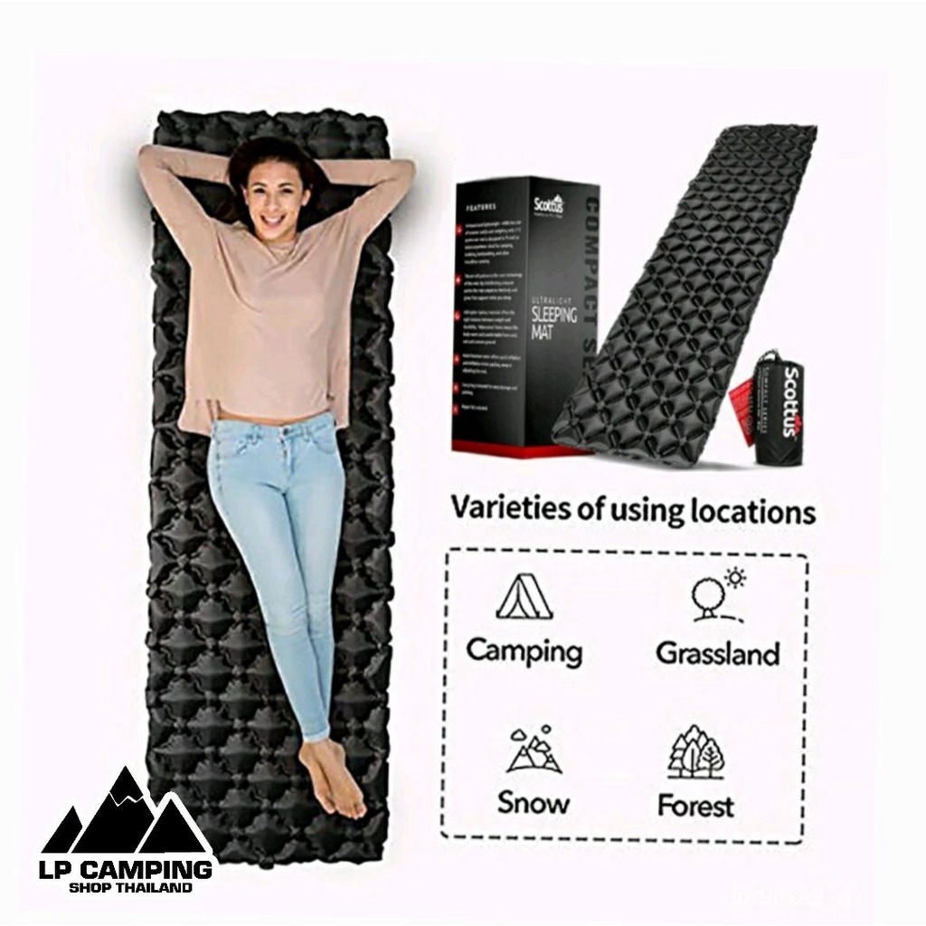 Scottus camping แผ่นรองนอน เป่าลม พับเก็บได้ พกพาสะดวก น้ำหนักเบา 40D Nylon Ripstop TPU ผ้าหนา ของแท้ - รูปที่ 4