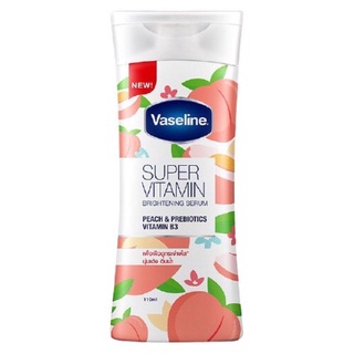 Vaseline วาสลีน เซรั่ม ซุปเปอร์ วิตามิน พีช &amp; พีไบโอติก วิตามิน B3 &amp; C 110มล.