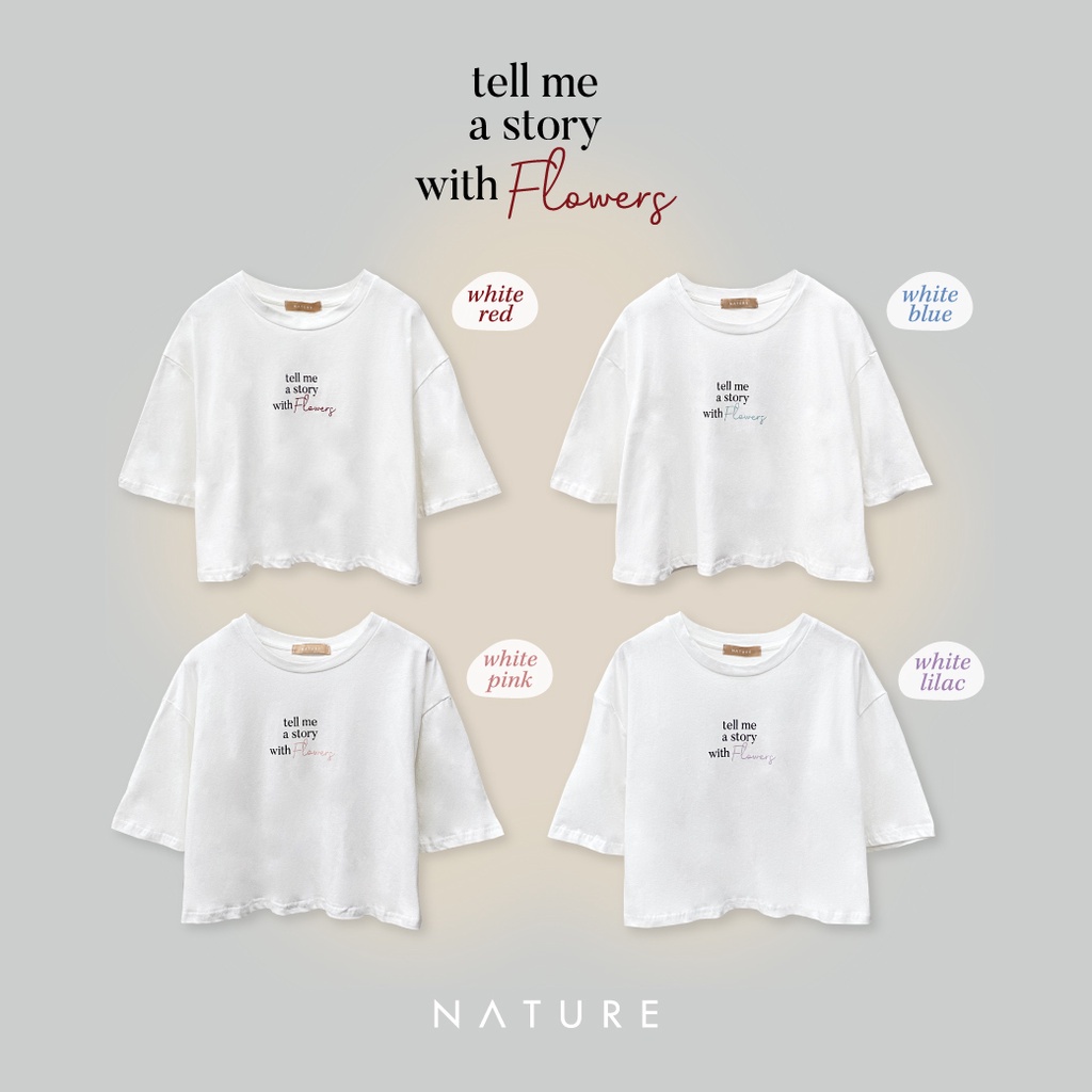 nature.bkk - TSN4051 เสื้อยืดครอปสกรีนลาย tell me flower crop t-shirt
