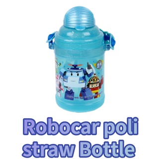 Robocar poli straw water bottle ถังฟาง ขวดน้ำ บอทเทิล ขวดน้ำ กระบอกน้ำ tumbler 530ml  Robocar poli Bottle poil Bottle kids bottle children tumbler