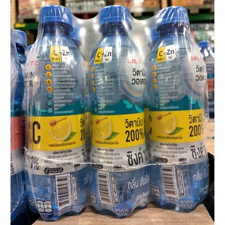 AQUA VITZ VITAMIN C200% + ZINC100% WATER ขนาด 320ml ยกแพ็ค 6ขวด อควา วิตซี + ซิงค์ กลิ่นฮันนี่เลม่อน  ZINC HONEY LEMON