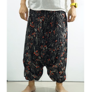 Harem Pants Long (Unisex) กางเกงม้งขายาว กางเกงผ้าฝ้าย (ปลาสีส้ม)