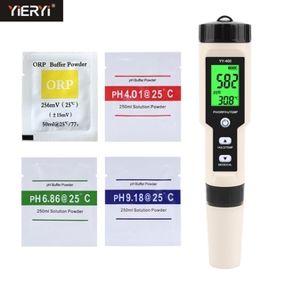 YIERYI 4 in 1 PH Meter ORP Tester H2 Hydrogen Meter พร้อมเครื่องวัดคุณภาพน้ำอุณหภูมิพร้อมโซลูชันการสอบเทียบ