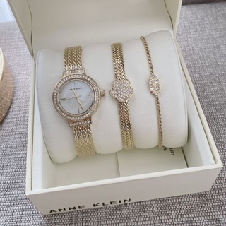 🎀 (สด-ผ่อน) ส่งฟรี นาฬิกา set สีทอง (นาฬิกา+สร้อยข้อมือ)​ AK/3432GBST Anne Klein