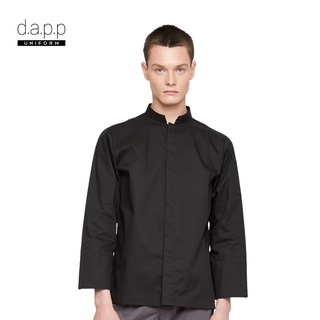 dapp Uniform เสื้อเชฟ SALE ตัดต่อผ้ายืดนิค แขนยาว Nick Black Longsleeves Stretch Chef Jacket สีดำ(TJKB1916)