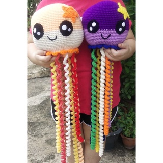 ⚡พร้อมส่ง🌟 ตุ๊กตาถักมือแมงกระพรุน Two Tone Jelly Fish