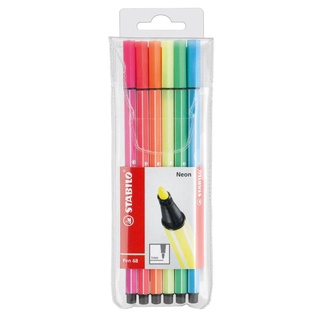 STABILO Pen 68 ปากกา ปากกาสีหมึกน้ำ Pen Neon Set จำนวน 6 ด้าม