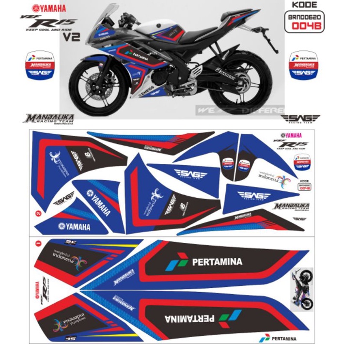 Yamaha R-15 V2 striping/Yamaha R-15 V2 รูปลอกการเปลี่ยนแปลง/ฉบับเพอร์ตามิน่า