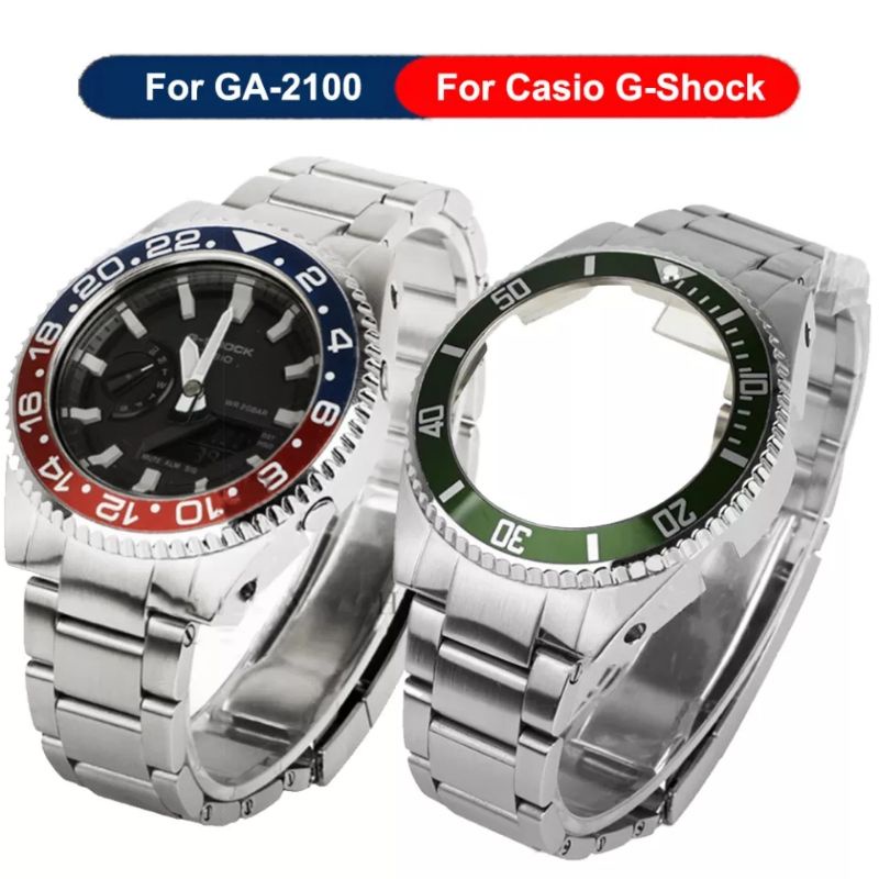 สายนาฬิกาข้อมือโลหะ แบบเปลี่ยน อุปกรณ์เสริม สําหรับ Casio GA2100 Ga21 10 Bezel or Casio g-Shock GA-2100