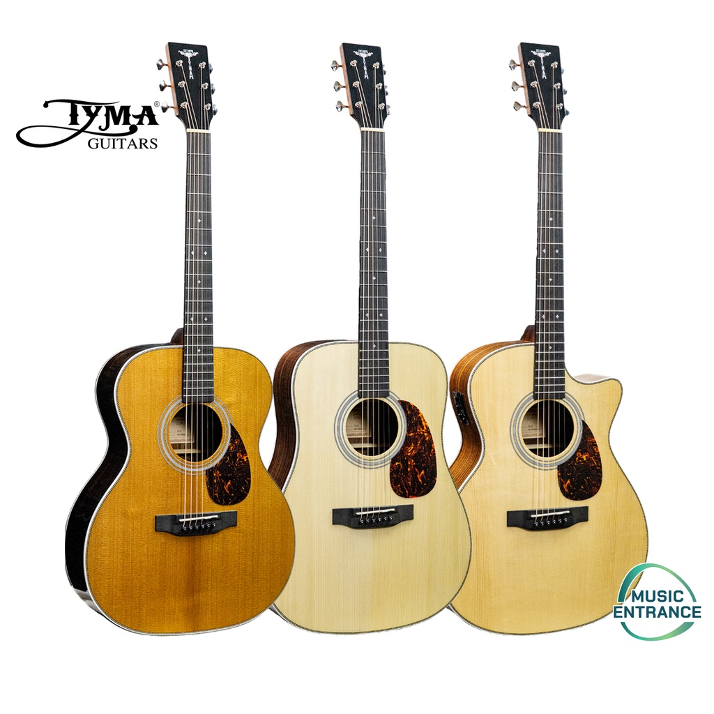 Tyma TF-12 TD-12 TG-12E กีต้าร์โปร่ง  ไทม่า กีต้า หน้าไม้แท้ Top Solid  Back Side Indian Rosewood TF