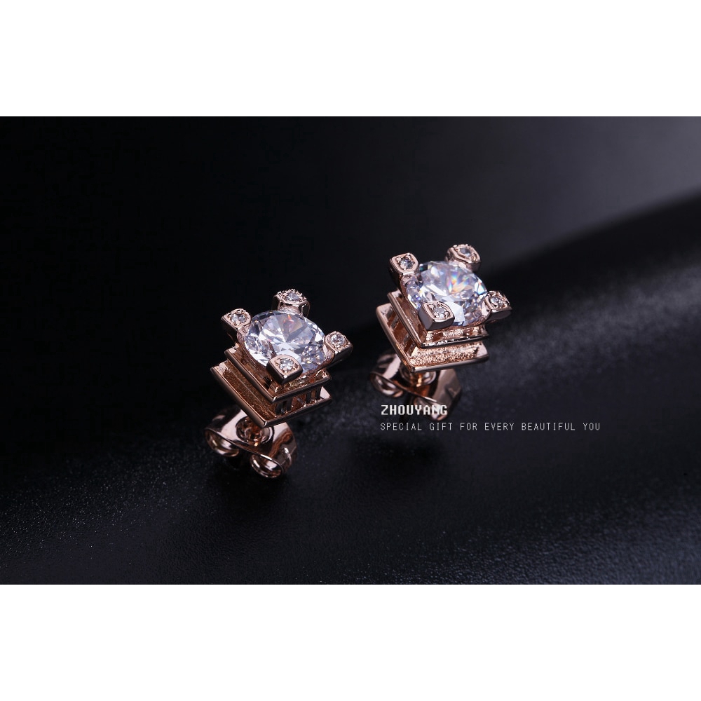 ด้านคุณภาพ ZHOUYANG Elegant คริสตัล Rose Gold สีต่างหูคริสตัลออสเตรีย ZYE448 ZYE449 ราคา ถูกที่สุด ดีลบีเคเค แกลเลอรีภาพที่ 7