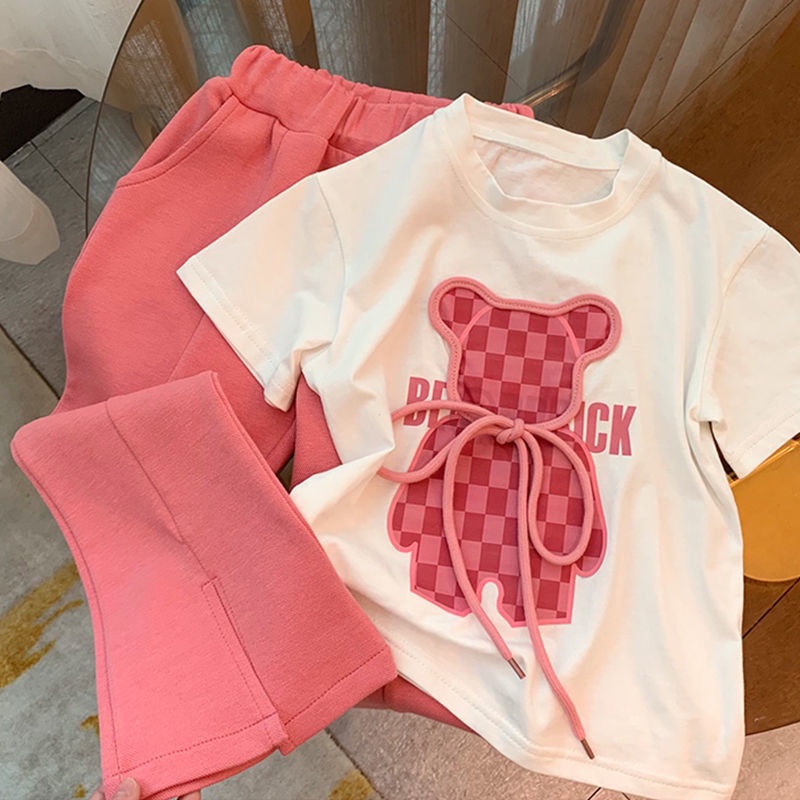 [จัดส่งจากประเทศไทย]🚚พร้อมส่ง🚚onekid🌐เสื้อผ้าเด็กผู้หญิงใหม่ เซตสองชิ้นเด็กพิมพ์ลายการ์ตูนเกาหลี